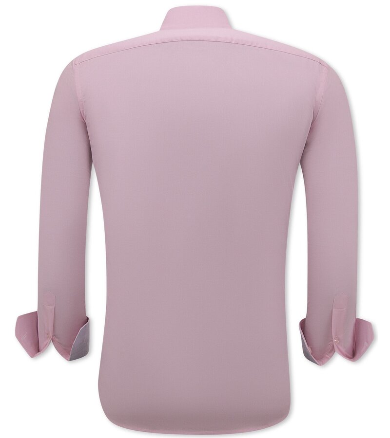 Gentile Bellini Mens Longsleeve Shirts - Plain Slim Fit - Pink