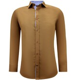 Gentile Bellini Men's Business Blouse Long Sleeves Slim Fit Shirt - Brown