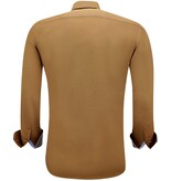 Gentile Bellini Men's Business Blouse Long Sleeves Slim Fit Shirt - Brown