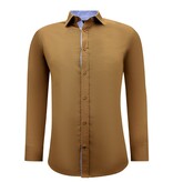 Gentile Bellini Men's Business Blouse Long Sleeves Slim Fit Shirt - Brown