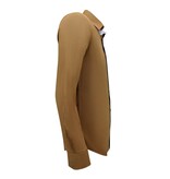 Gentile Bellini Men's Business Blouse Long Sleeves Slim Fit Shirt - Brown