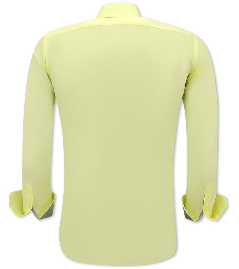 Gentile Bellini Men's Clean Stylish Shirt - Slim Fit Blouse Stretch - Yellow