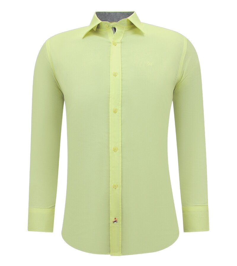 Gentile Bellini Men's Clean Stylish Shirt - Slim Fit Blouse Stretch - Yellow