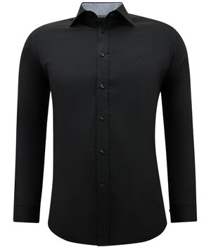 Gentile Bellini Business Shirt For Men - Slim Fit Blouse Stretch - Black