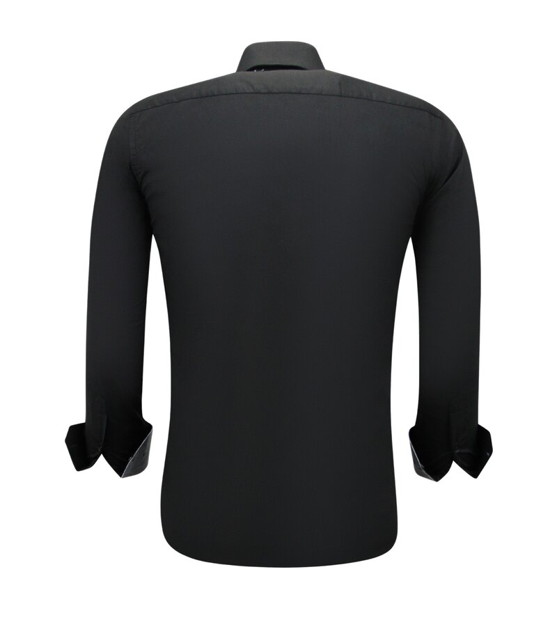 Gentile Bellini Business Shirt For Men - Slim Fit Blouse Stretch - Black