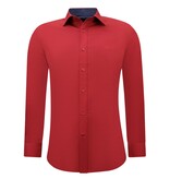 Gentile Bellini Men's Cotton Business Shirt - Slim Fit Blouse Stretch - Red