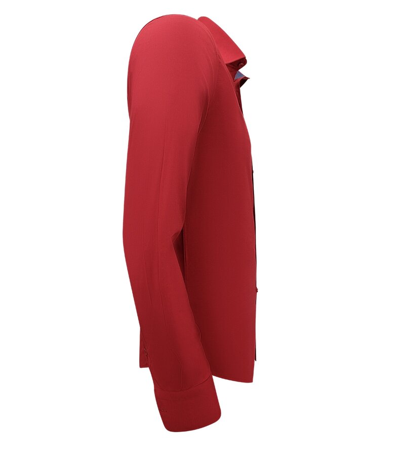 Gentile Bellini Men's Cotton Business Shirt - Slim Fit Blouse Stretch - Red