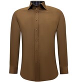 Gentile Bellini Men's Business Shirts - SlimFit Stretch Shirt - Brown