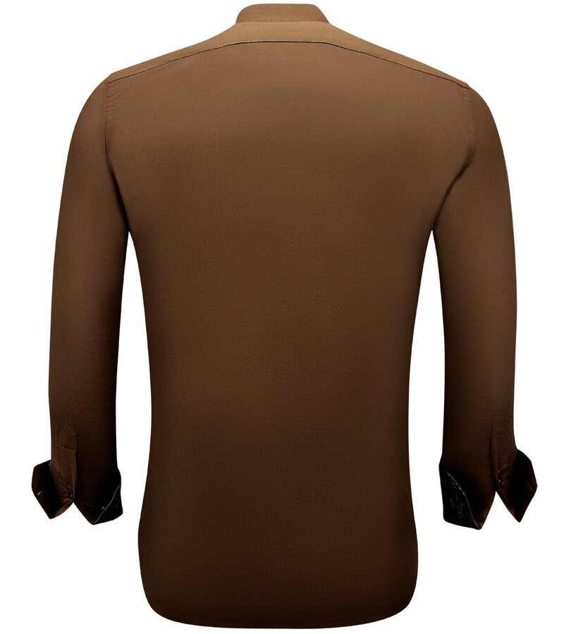Gentile Bellini Men's Business Shirts - SlimFit Stretch Shirt - Brown