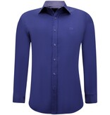 Gentile Bellini Men's Tailored Shirts - Slim Fitted Blouse Stretch - Blue