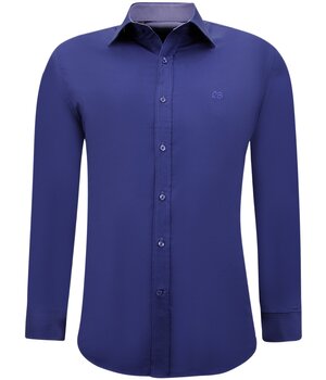 Gentile Bellini Men's Tailored Shirts - Slim Fitted Blouse Stretch - Blue