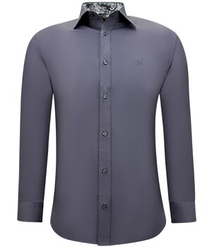 Gentile Bellini Business Shirts - Slim Fit Stretch Blouse - Grey