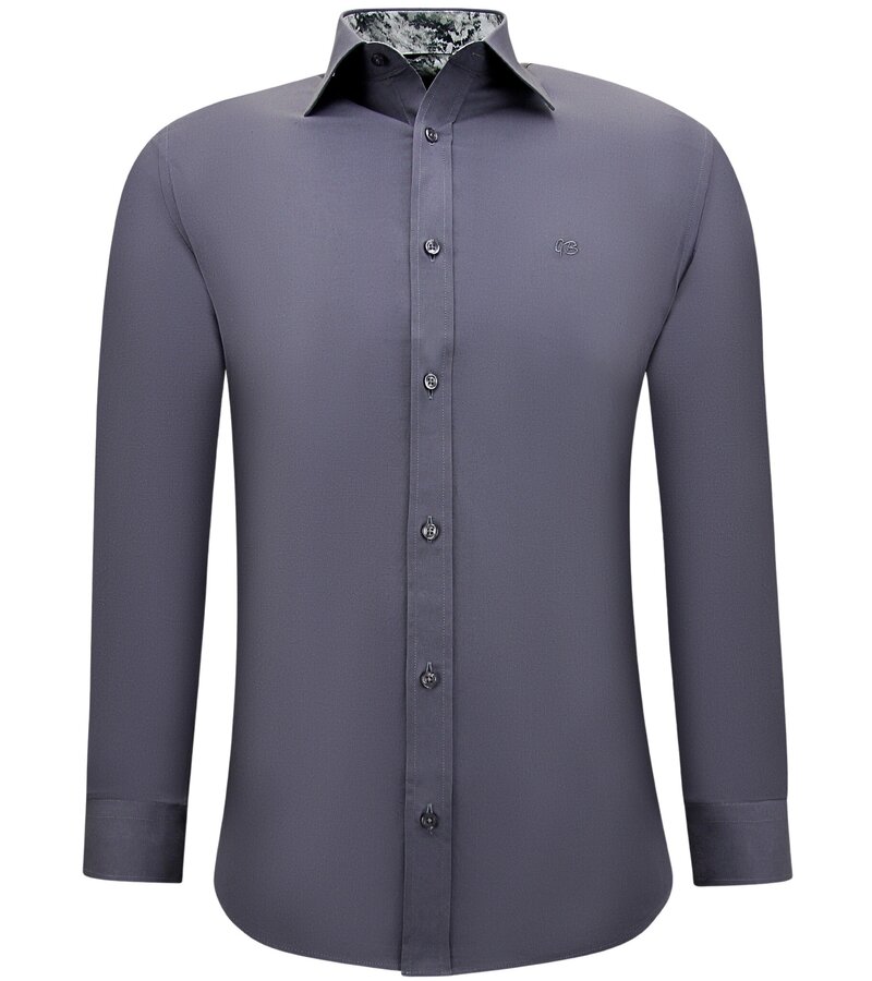 Gentile Bellini Business Shirts - Slim Fit Stretch Blouse - Grey