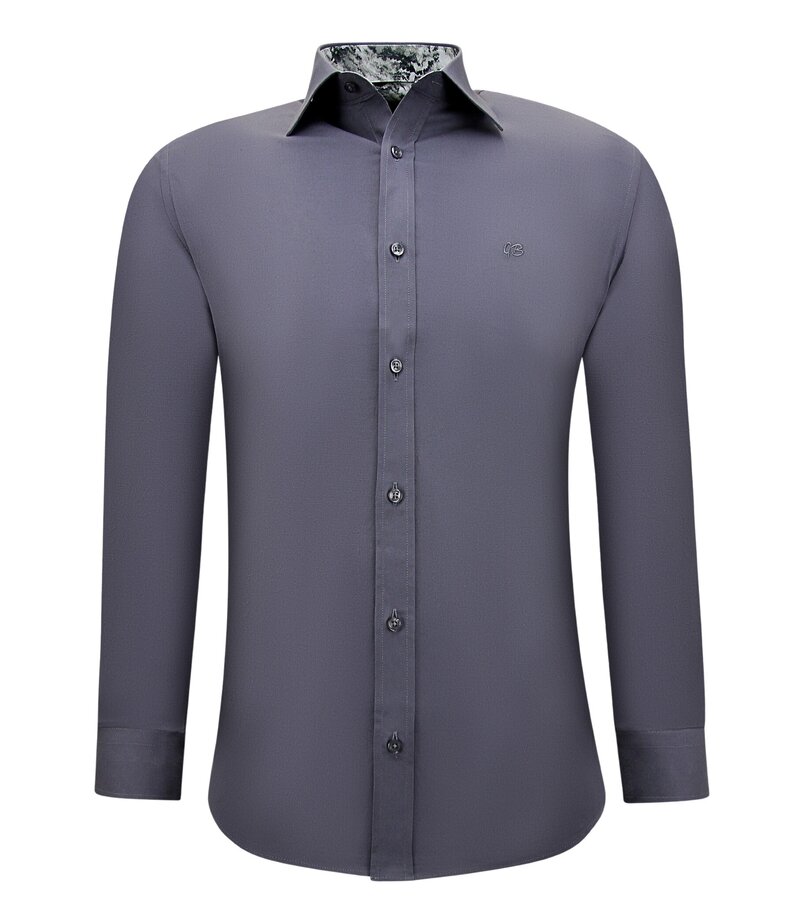 Gentile Bellini Business Shirts - Slim Fit Stretch Blouse - Grey