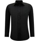 Gentile Bellini Tidy Men's Satin Slim Fitted Shirts - Black