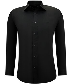 Gentile Bellini Tidy Men's Satin Slim Fitted Shirts - Black