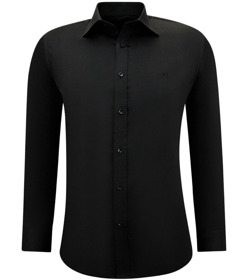 Gentile Bellini Tidy Men's Satin Slim Fitted Shirts - Black