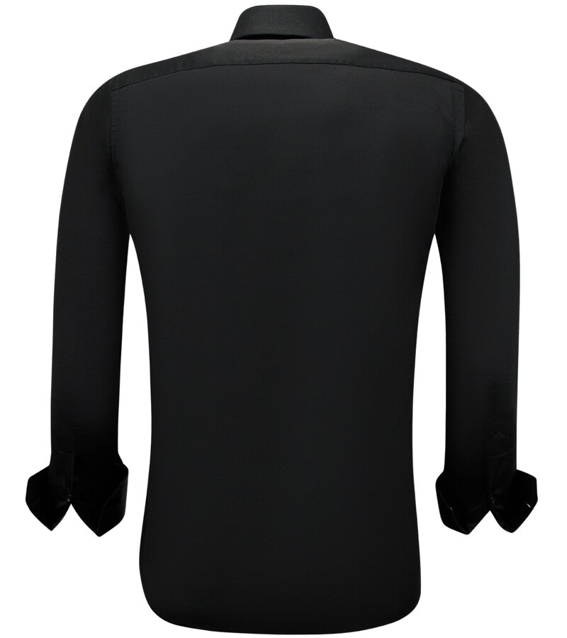Gentile Bellini Tidy Men's Satin Slim Fitted Shirts - Black