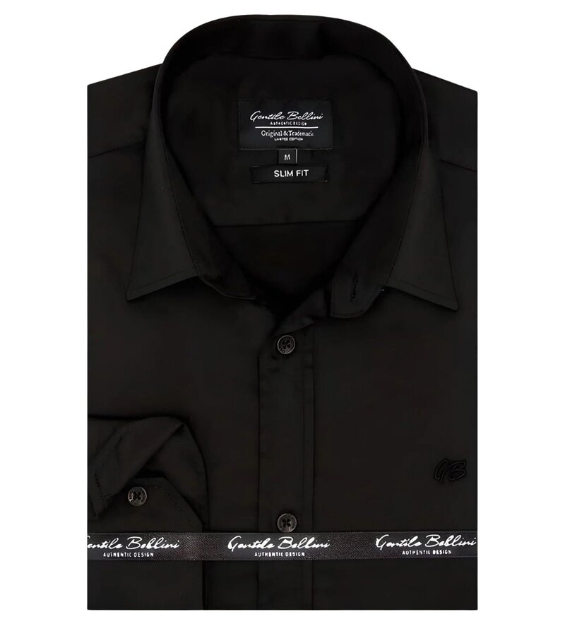 Gentile Bellini Tidy Men's Satin Slim Fitted Shirts - Black