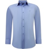 Gentile Bellini Business Stylish Satin Mens Longsleeve Shirt - Blue