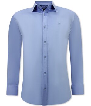 Gentile Bellini Business Stylish Satin Mens Longsleeve Shirt - Blue