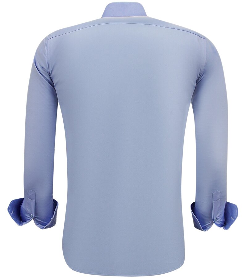 Gentile Bellini Business Stylish Satin Mens Longsleeve Shirt - Blue