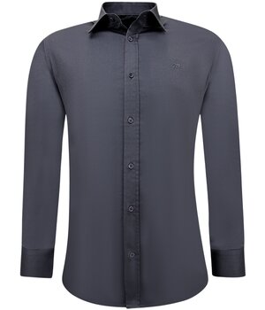 Gentile Bellini Plain Long Sleeve Slim Fit Men's Blouse - Grey