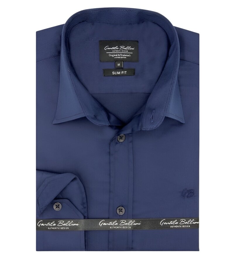 Gentile Bellini Men's Slim Fit Business Shirt - Navy