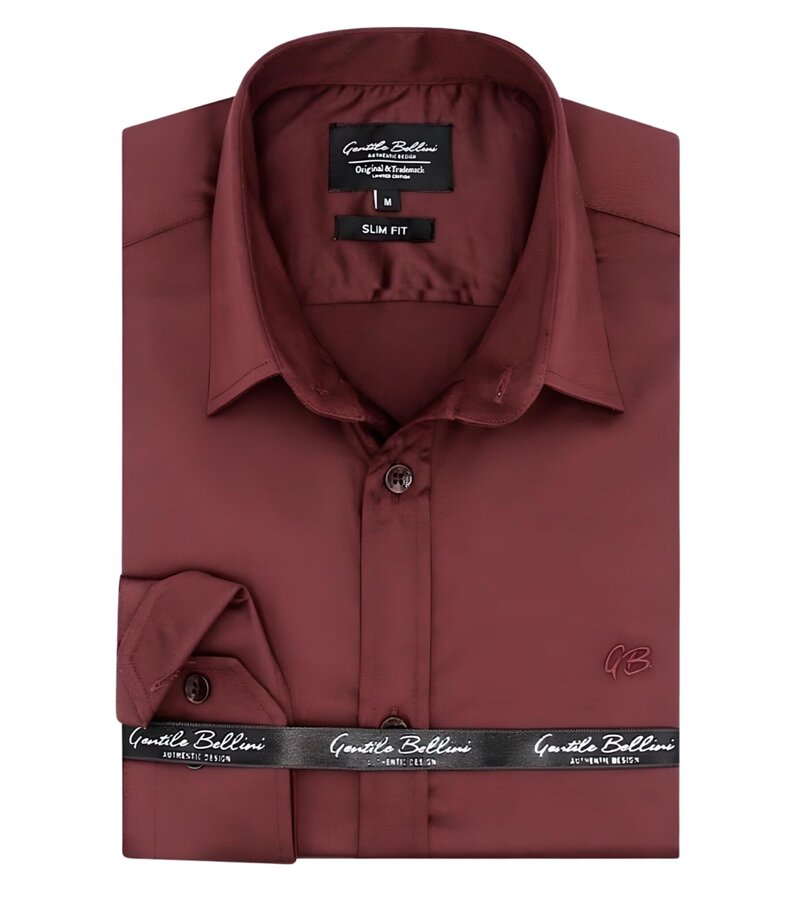 Gentile Bellini Stylish Slim Fit Men's Satin Blouse - Bordeaux