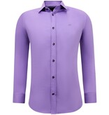 Gentile Bellini Men's Neat Formal Satin Slim Fit Shirt - Purple