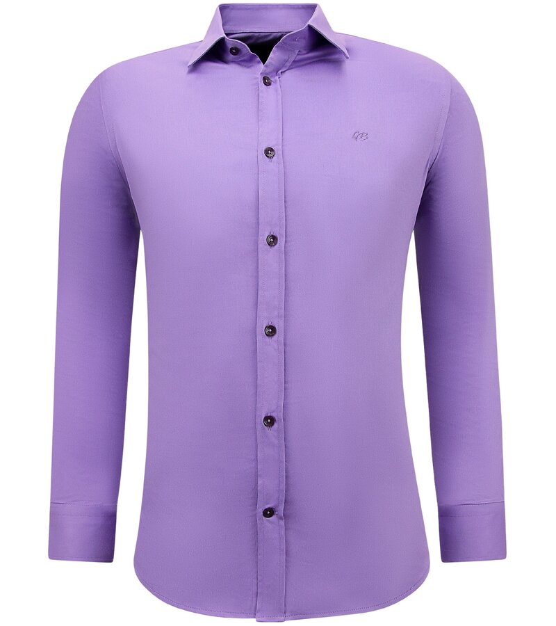 Gentile Bellini Men's Neat Formal Satin Slim Fit Shirt - Purple
