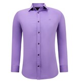 Gentile Bellini Men's Neat Formal Satin Slim Fit Shirt - Purple