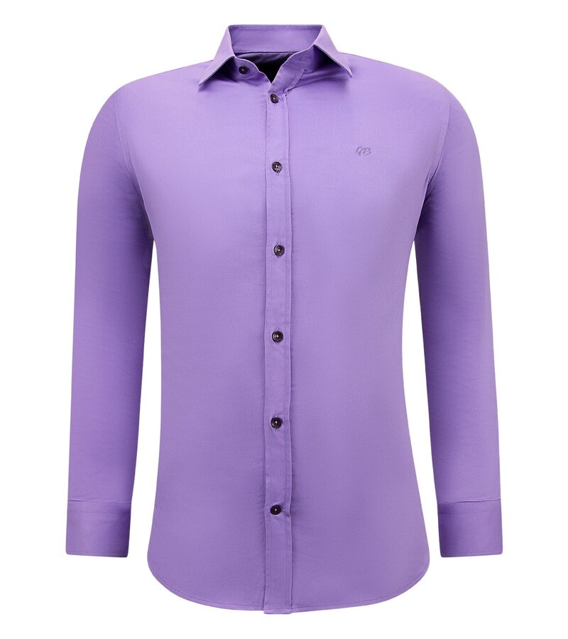 Gentile Bellini Men's Neat Formal Satin Slim Fit Shirt - Purple