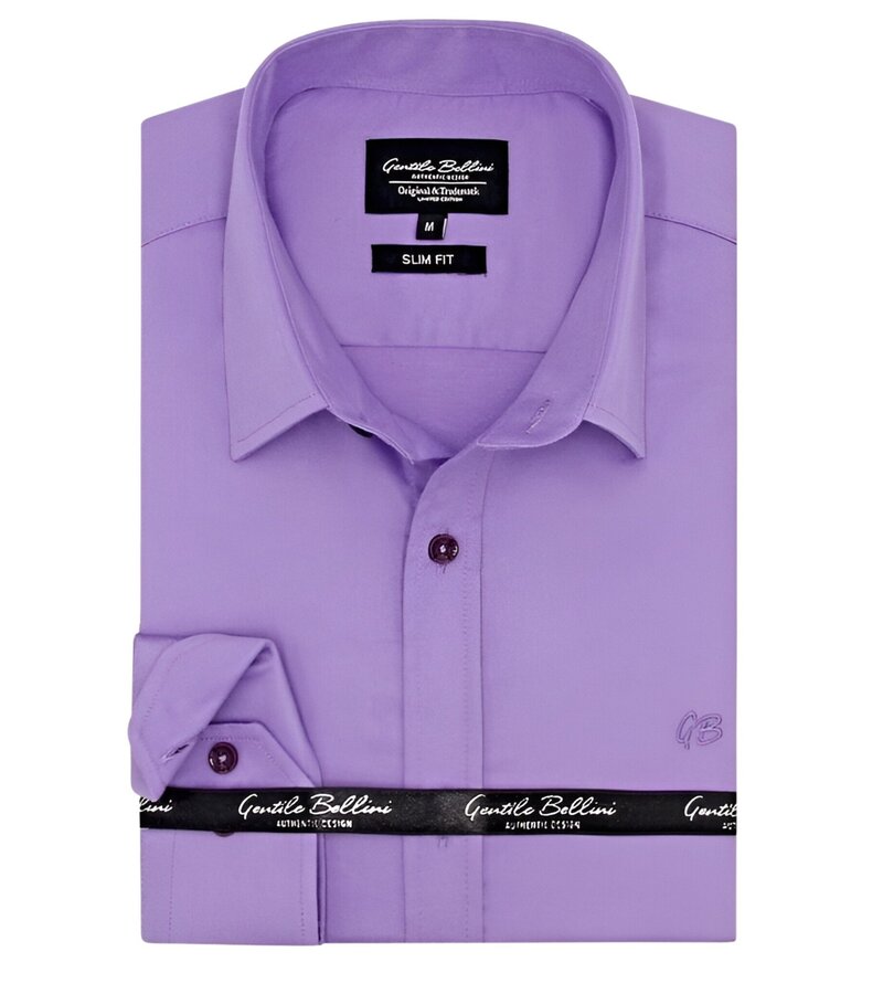 Gentile Bellini Men's Neat Formal Satin Slim Fit Shirt - Purple