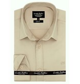 Gentile Bellini Slim Fit Long Sleeved Mens Satin Shirt - Beige