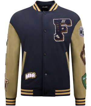 Enos Oversized Letterman Men's Jacket - 8633 - Navy