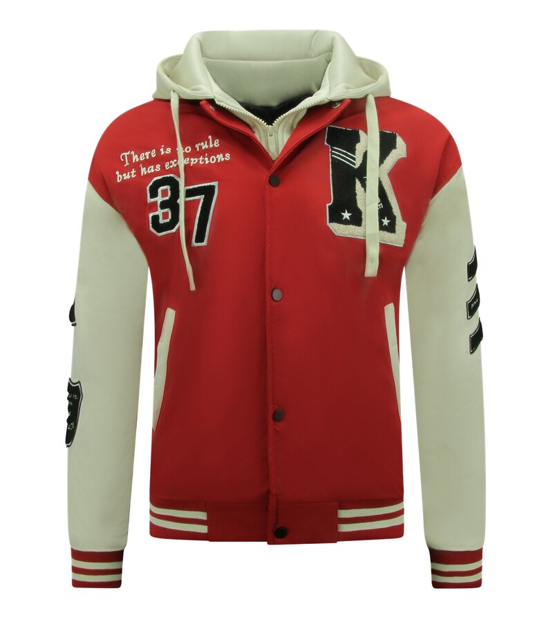 Enos Men's Oversized College Hooded Jacket - 8630 - Red