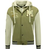 Enos Classic Hooded Oversized Baseball Jacket - 8632 - Green