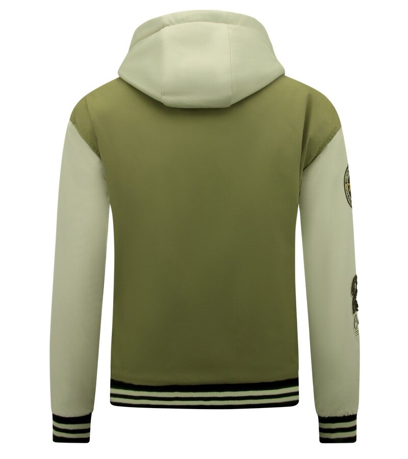 Enos Classic Hooded Oversized Baseball Jacket - 8632 - Green
