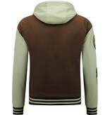 Enos Hooded Oversized Baseball Jacket - 8632 - Brown