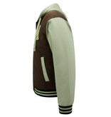 Enos Hooded Oversized Baseball Jacket - 8632 - Brown