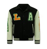 Enos Oversized Embroidered Varsity Jacket Mens - 851 - Black