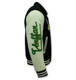 Enos Oversized Embroidered Varsity Jacket Mens - 851 - Black