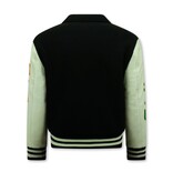Enos Oversized Embroidered Varsity Jacket Mens - 851 - Black
