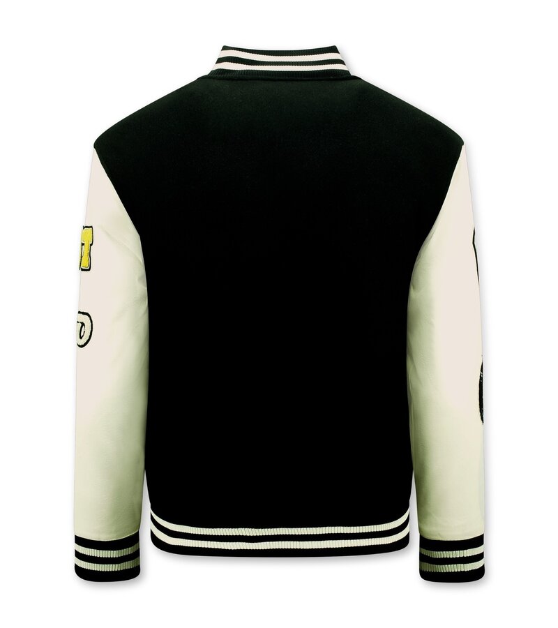 Enos Vintage Varsity Baseball Jacket Oversized Men - 7086 - Black