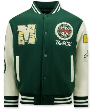 Enos Vintage Oversized Varsity Jacket Men - 7086 - Green