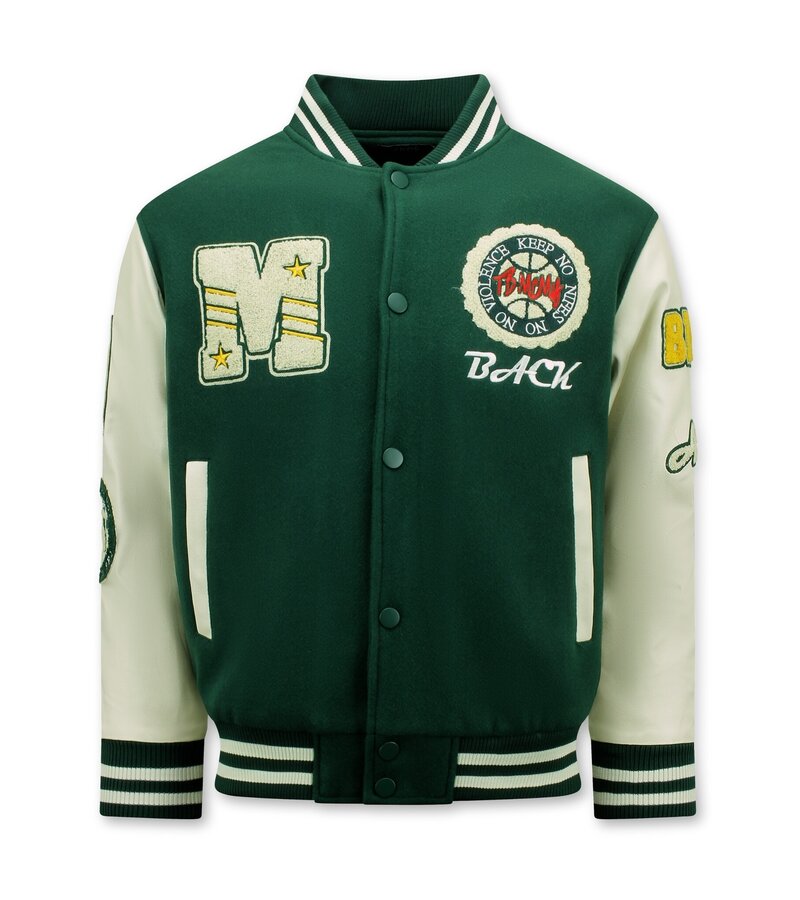 Enos Vintage Oversized Varsity Jacket Men - 7086 - Green