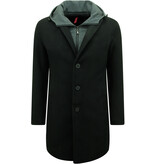 Enos Black Tailored Men's Hooded Coat