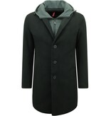 Enos Black Tailored Men's Hooded Coat