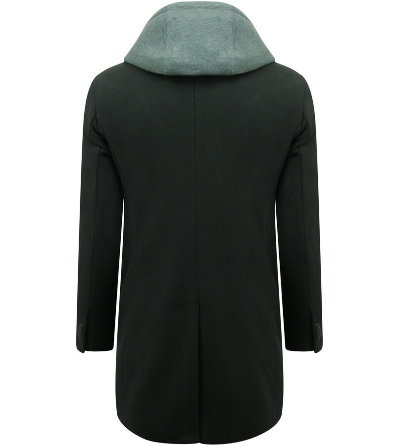Enos Black Tailored Men's Hooded Coat